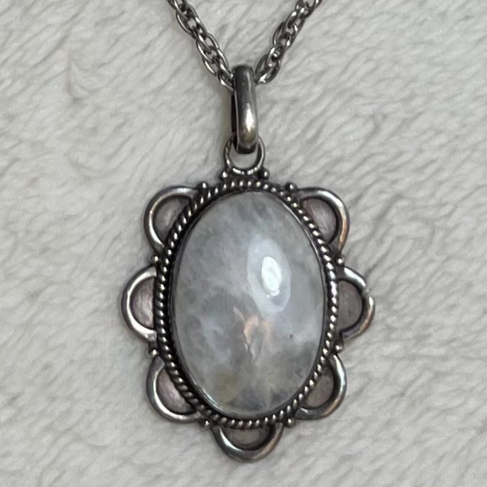 Genuine Silver and Moonstone Necklace